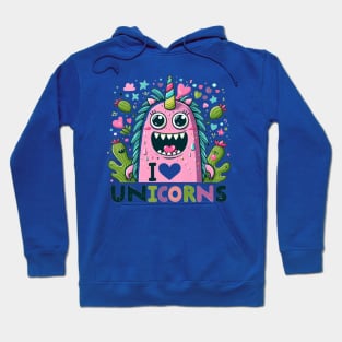 I Love Unicorns Cute Monster Aesthetic Hoodie